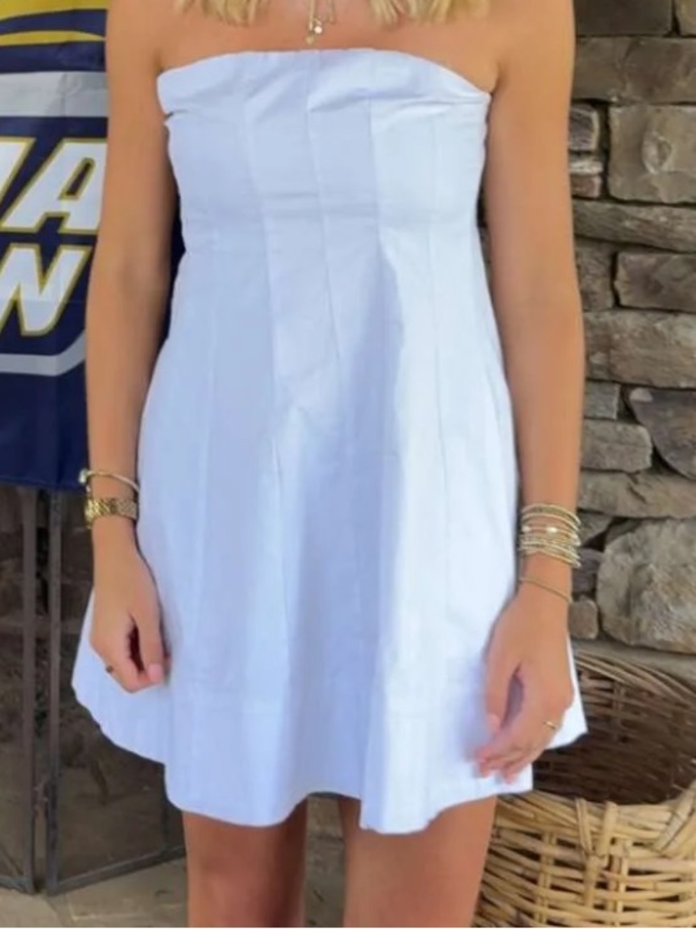 White strapless mini dress